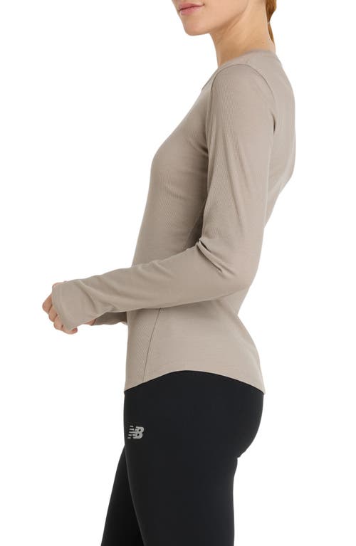 New Balance Microrib Long Sleeve T-shirt In Brown