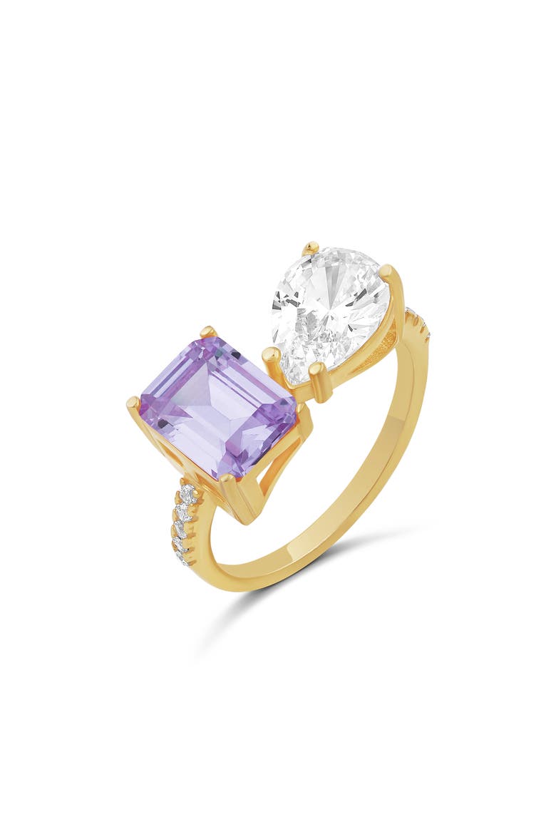 Cubic Zirconia Cocktail Ring, Main, color, GOLD/ PURPLE