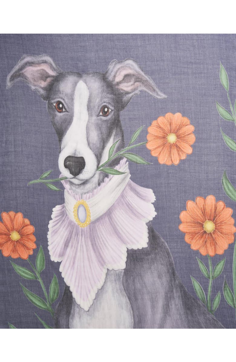 Fable England Catherine Rowe Pet Portraits Whippet Lightweight Scarf, Alternate, color, Navy