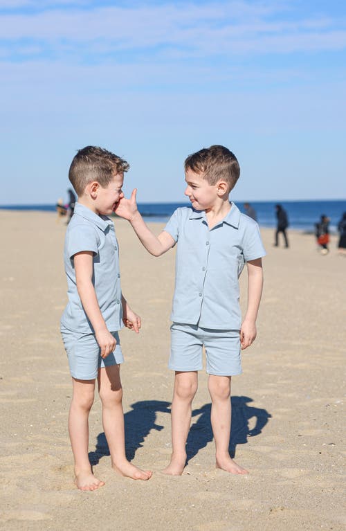 Maniere Manière Button-up Shirt & Shorts Set In Gray