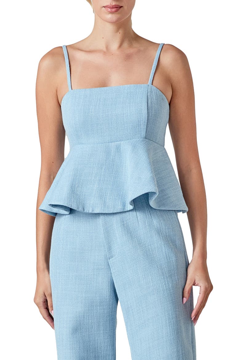 Tweed Peplum Camisole, Main, color, BLUE