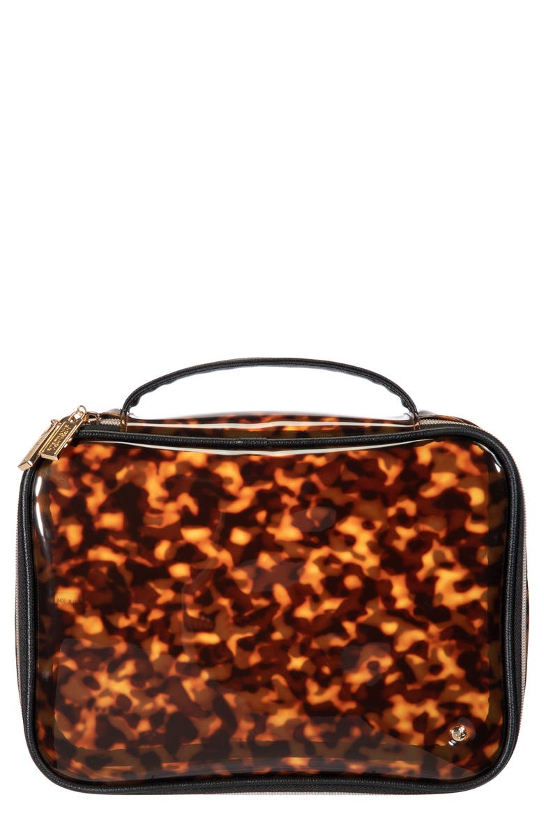 Stephanie Johnson Claire Miami Clearly Tortoise Jumbo Makeup Case, Main, color,