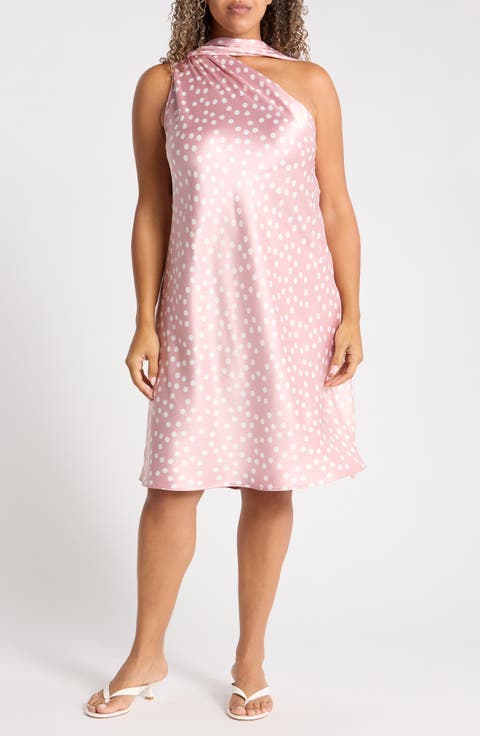 One-Shoulder Polka Dot Dress