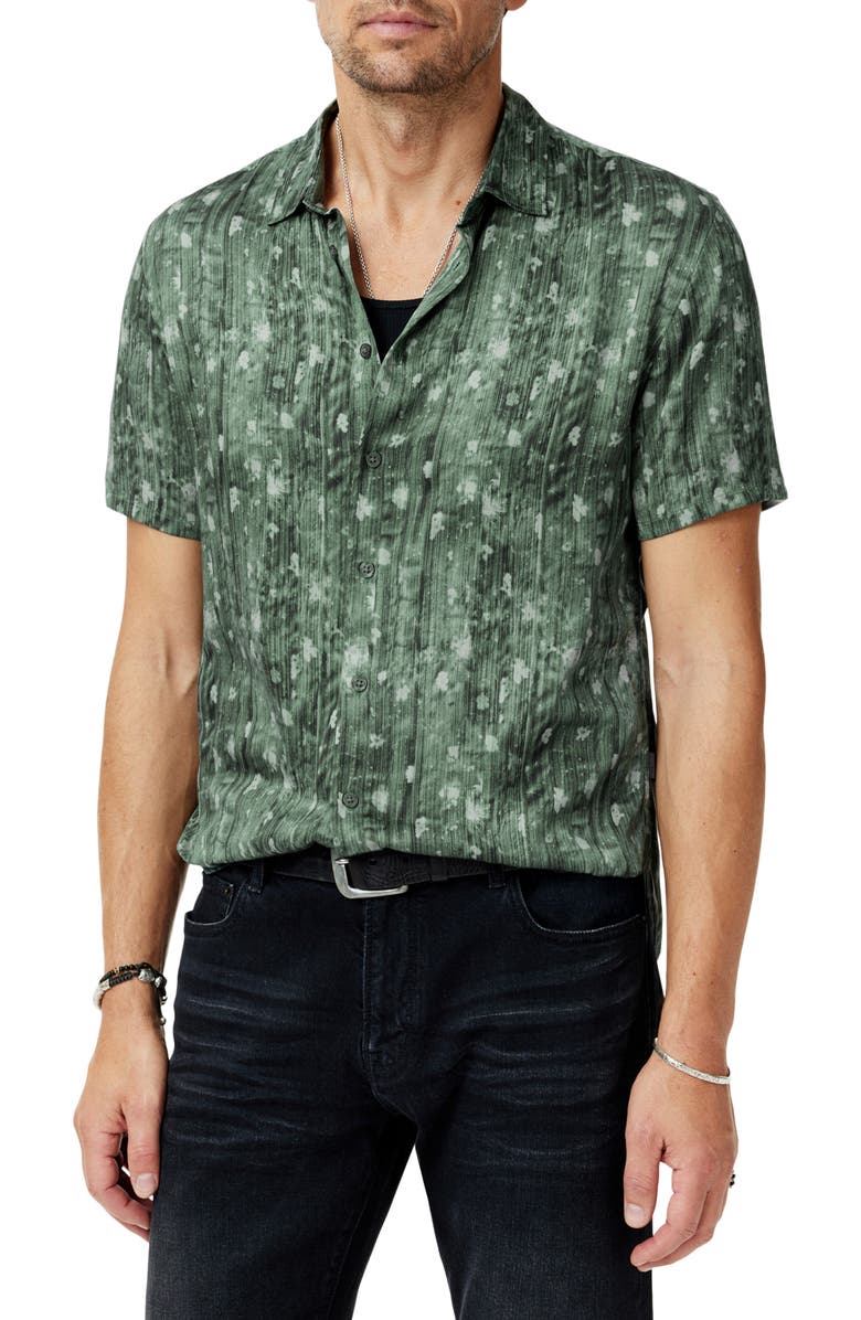 John Varvatos Sean Short Sleeve Button-Up Shirt, Alternate, color, Clover Green