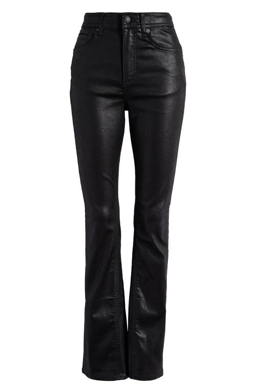 Free People Nocturne Coated High Waist Bootcut Jeans In Ethereal Black