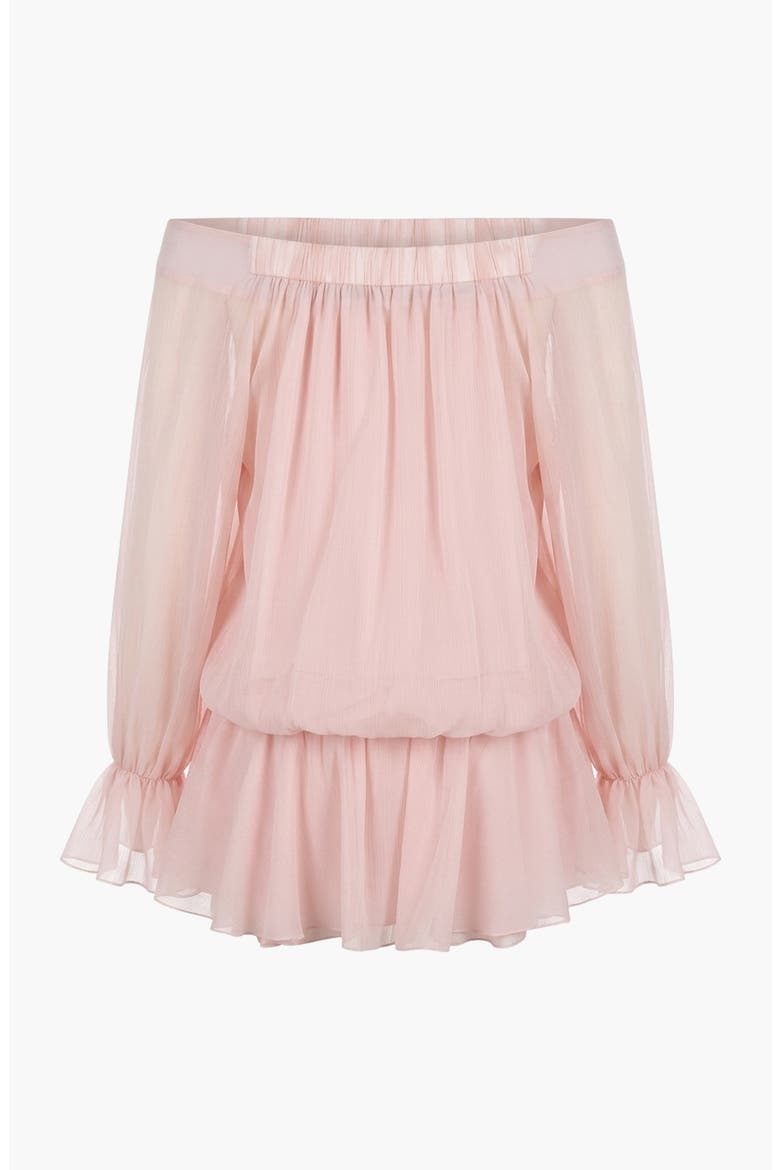 Elegant Lace-Up Peplum Blouse with Long Sleeves, Alternate, color, Pink