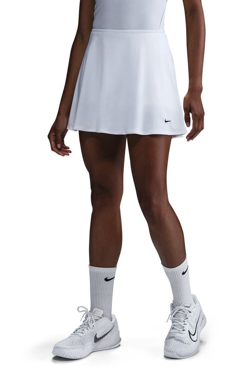 Victory Dri-FIT Mid-Rise Tennis Skort, Main, color, WHITE/ BLACK