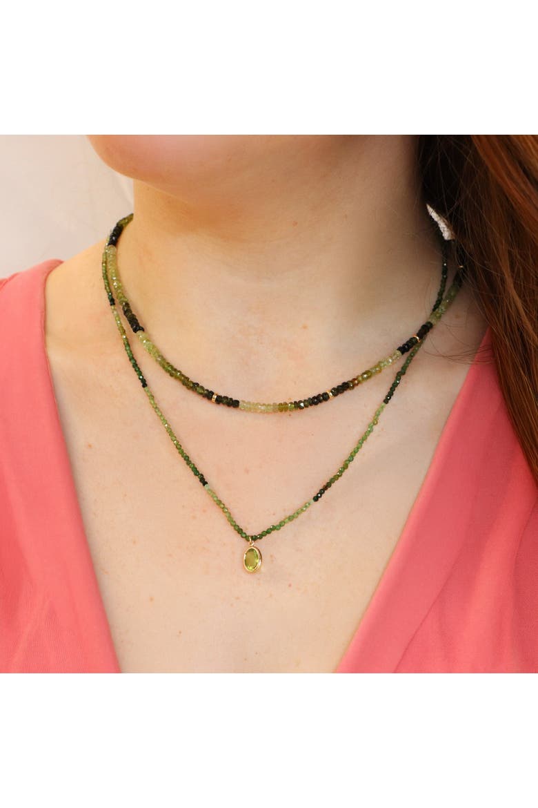 Green Tourmaline Bead Bezel Necklace, Alternate, color, Green Tourmaline