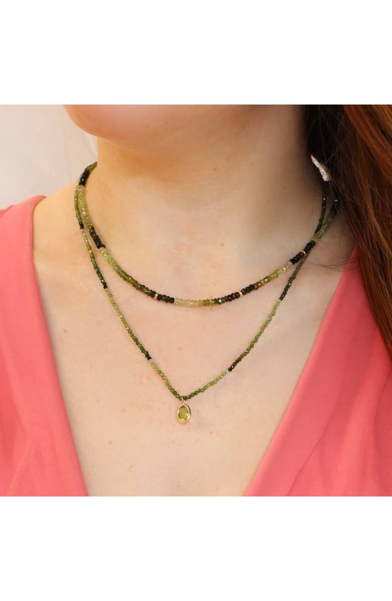 The Lovery Fine Jewelry Green Tourmaline Bead Bezel Necklace, Alternate, color, Green Tourmaline