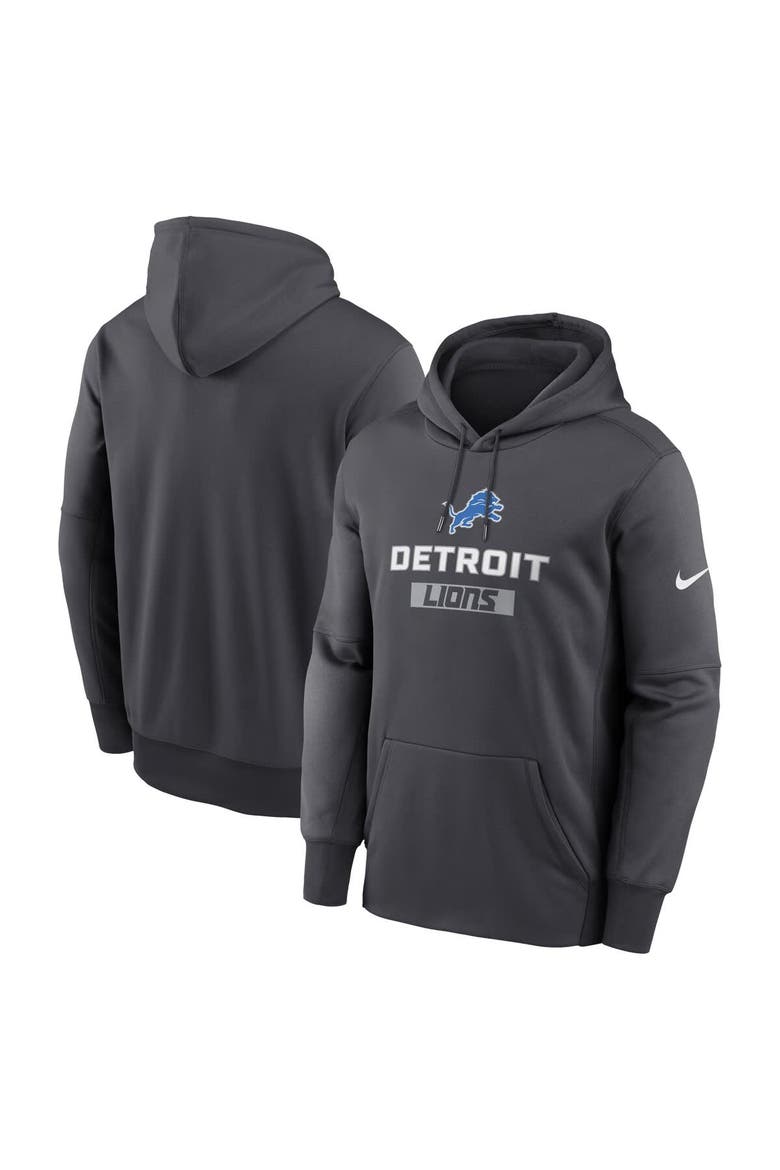 Men's Nike Anthracite Detroit Lions Toss Sweep Performance Pullover Hoodie, Main, color, Anthracite