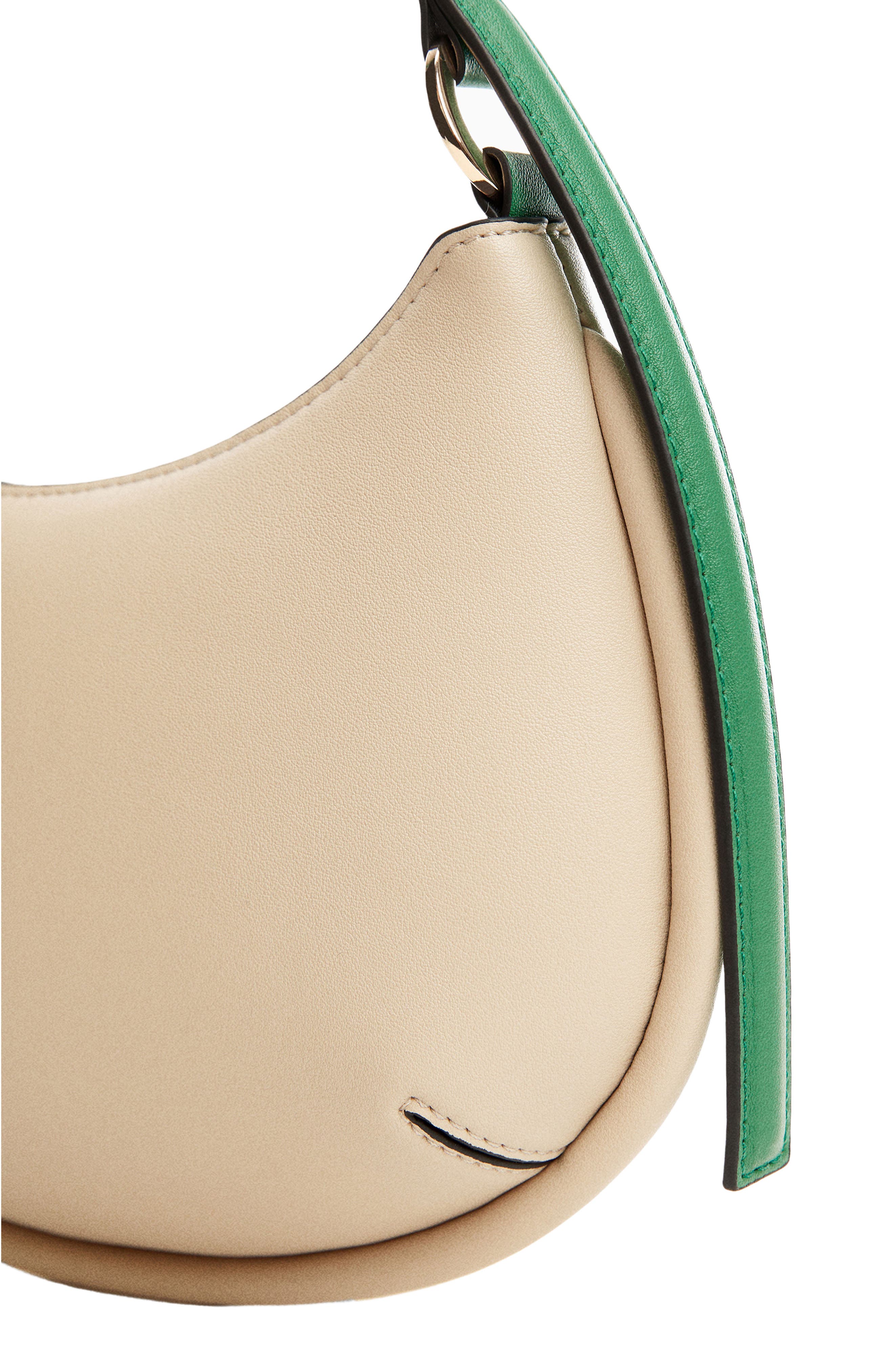 MANGO Faux Leather Hobo Bag, Alternate, color, Off White