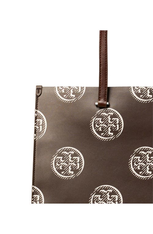 Tory Burch T Monogram Contrast Leather Tote In Brown