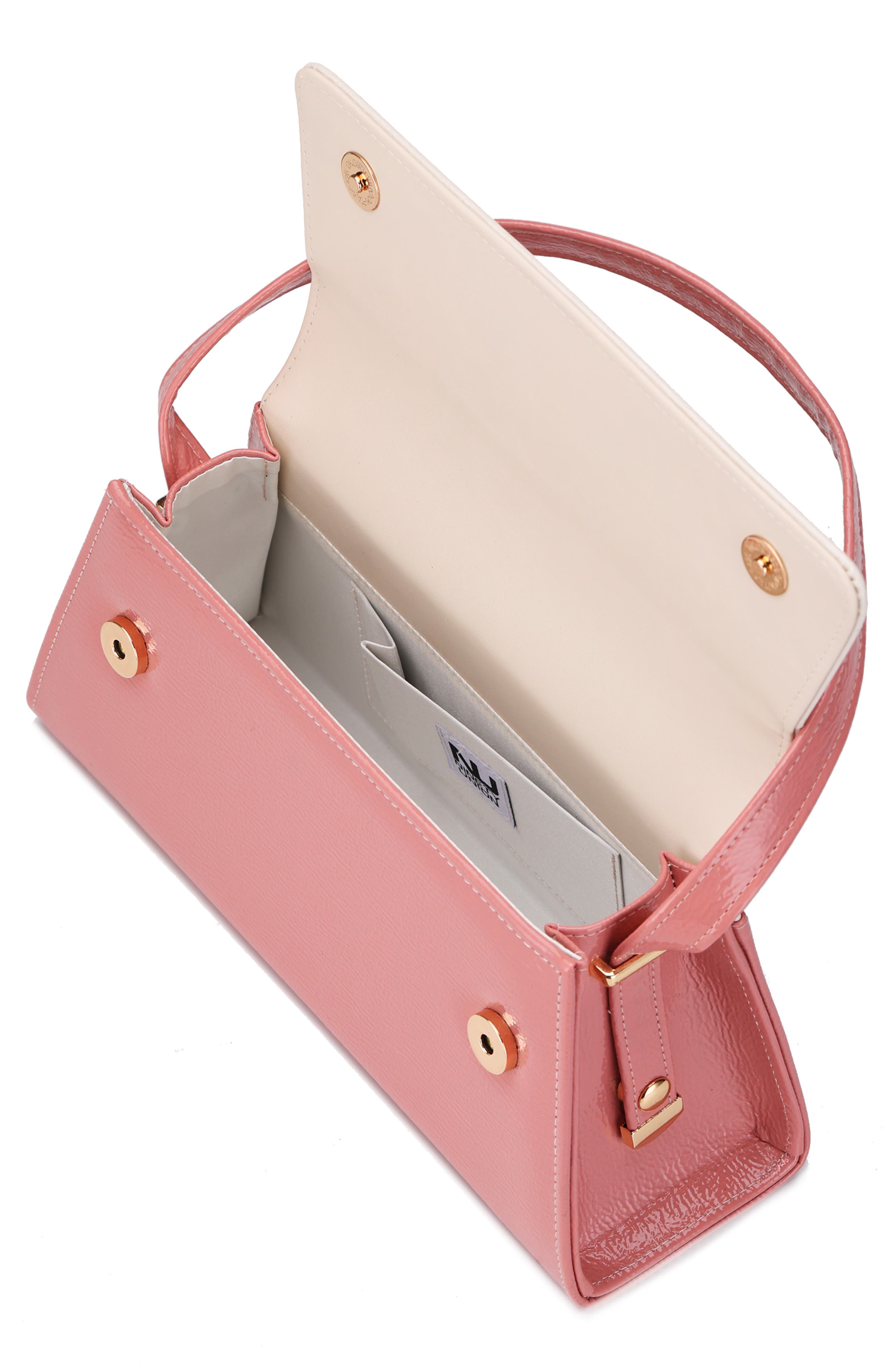 Patent Faux Leather Handbag, Alternate, color, BLUSH MULTI