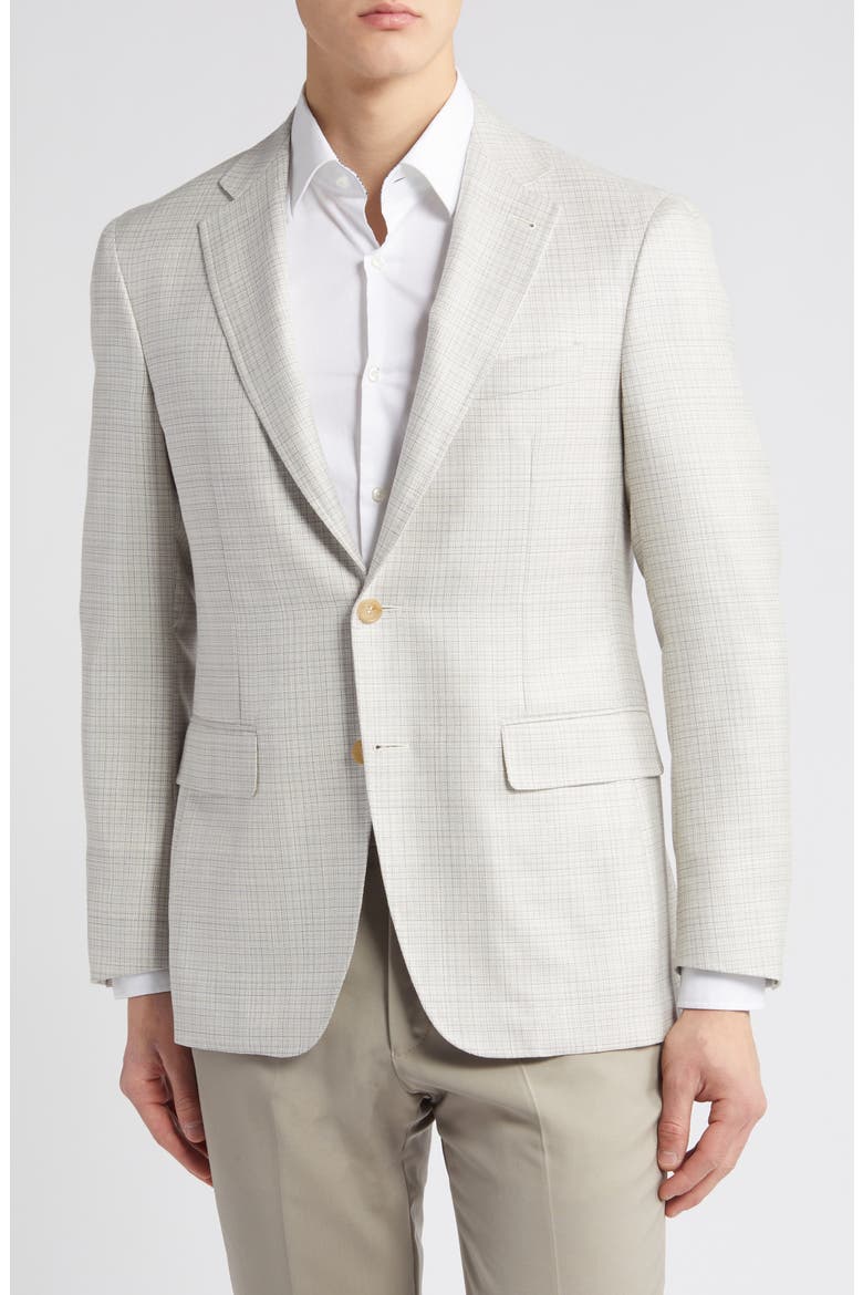 Kei Trim Fit Microcheck Wool & Silk Blend Sport Coat, Main, color, WHITE