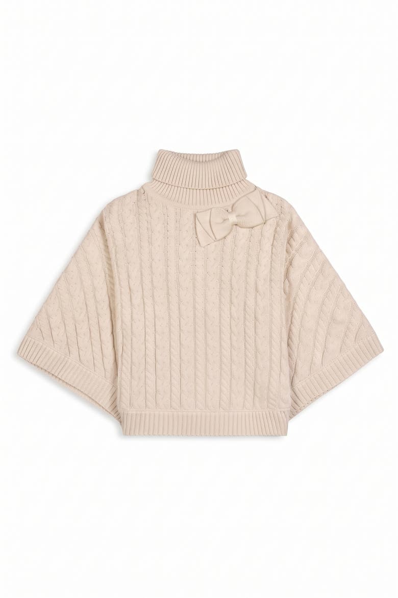 Kids' Organic Cable Knit Turtleneck Sweater Cape, Main, color, Light Oatmeal Heather