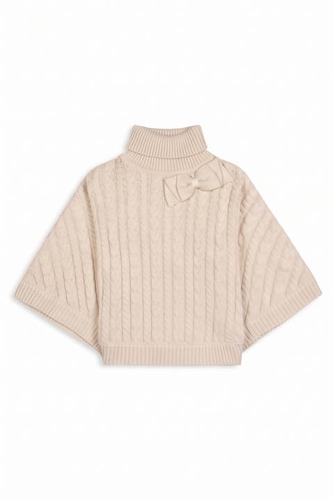 Kids' Organic Cable Knit Turtleneck Sweater Cape