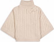 Hope & Henry Kids' Organic Cable Knit Turtleneck Sweater Cape