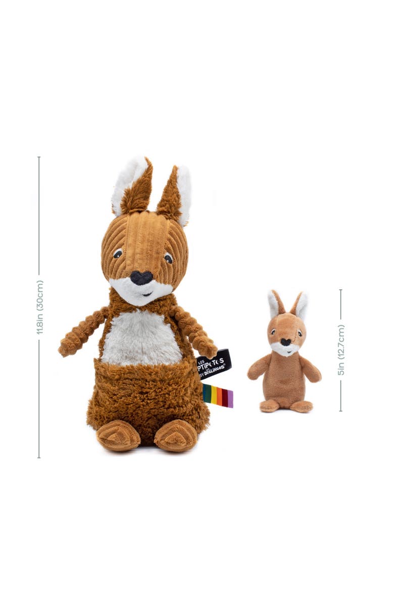 Les Ptipotos Kangaroo Mom & Her Baby - Secret Keeper Plush Toy, Eco-Friendly, Soft & Washable, Alternate, color, Brown Sugar
