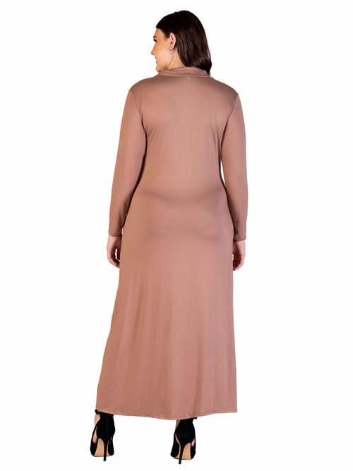 24seven Comfort Apparel Comfortable Collared Wrap Maxi Dress In Animal Print