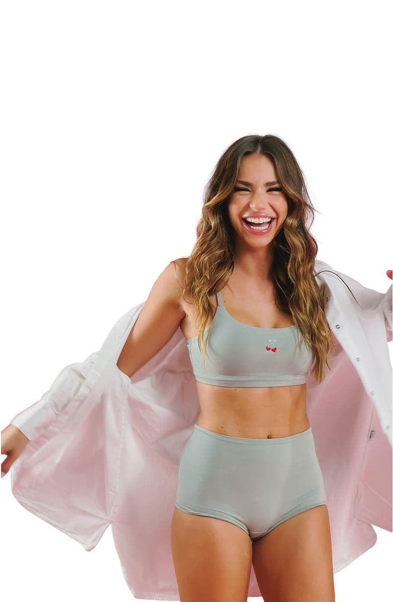 Cheeky Cherry Cotton Stretch Scoop Bralette, Main, color, Onyx