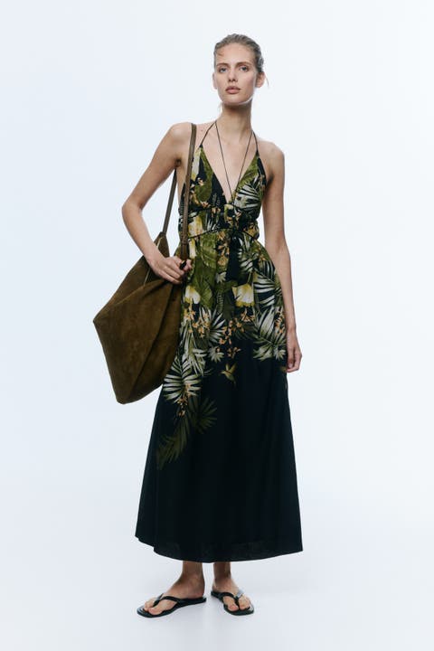 Flared halterneck dress