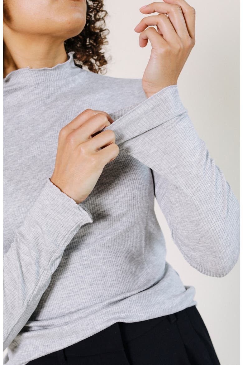 Norma Modal Ribbed Turtleneck, Alternate, color, Heather Gray