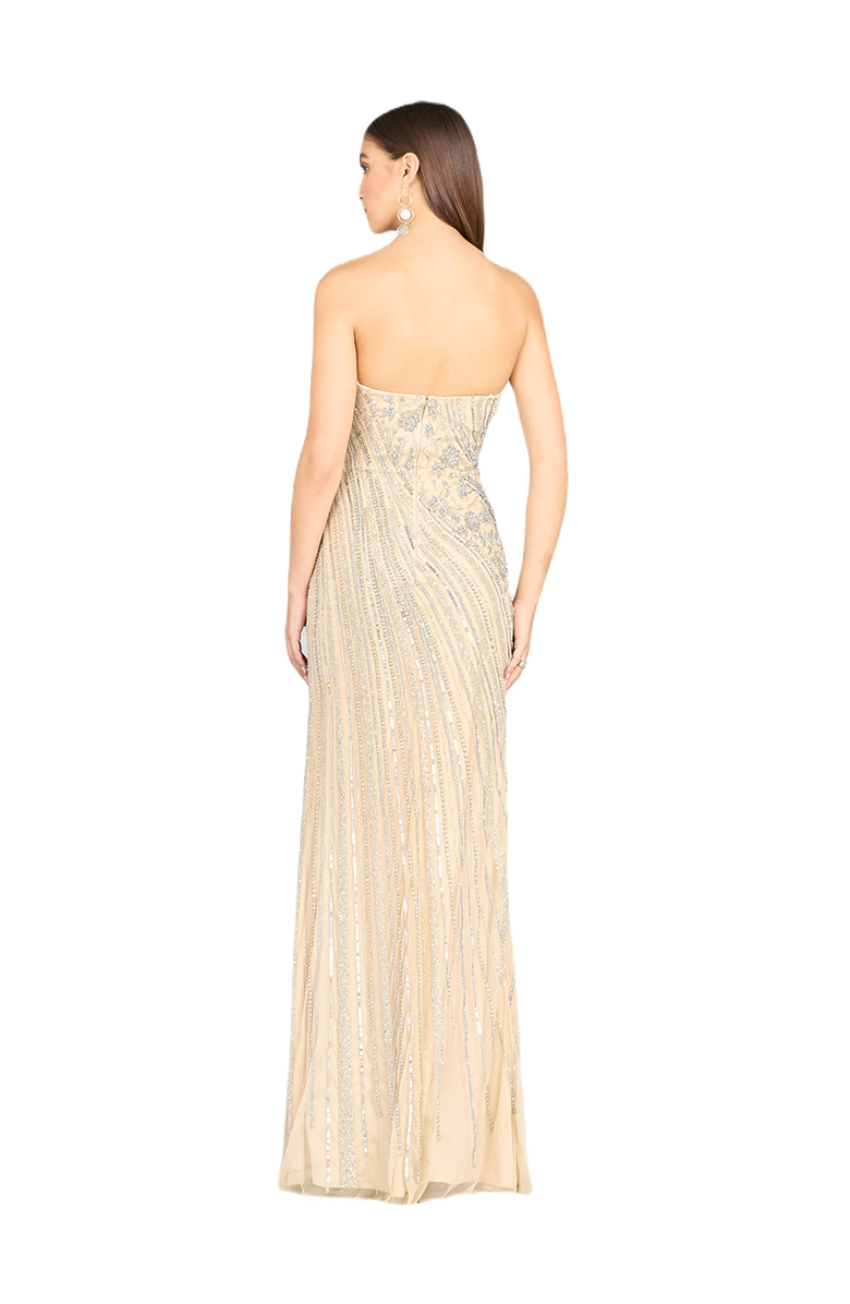 LARA New York Freddy Strapless Beaded Gown, Alternate, color, Nudesilver