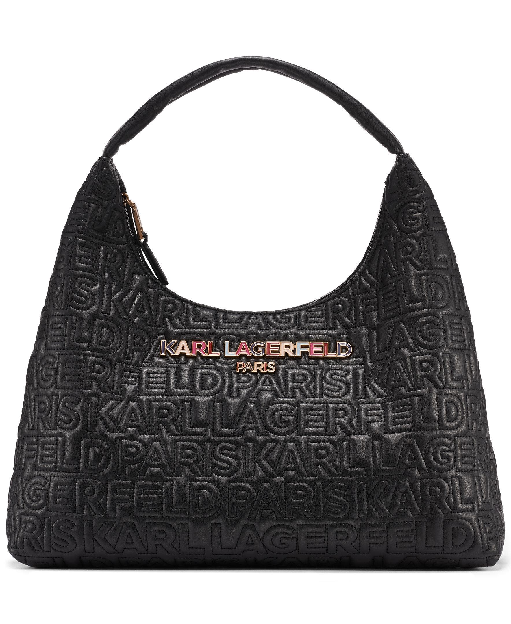 KARL LAGERFELD PARIS Voyage Hobo, Main, color, Black Multi