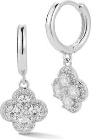 GLAZE JEWELRY Cubic Zirconia Clover Huggie Hoop Earrings