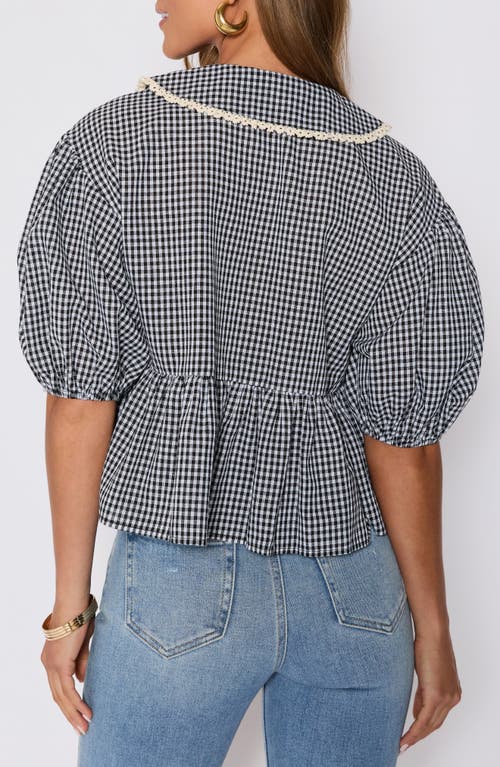 Vici Collection Hart Gingham Babydoll Crop Top In Blue