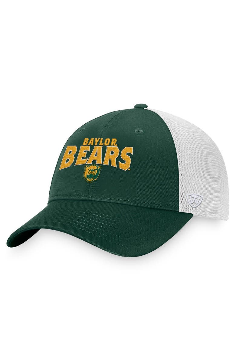 Men's Top of the World Green/White Baylor Bears Breakout Trucker Snapback Hat, Main, color, Green