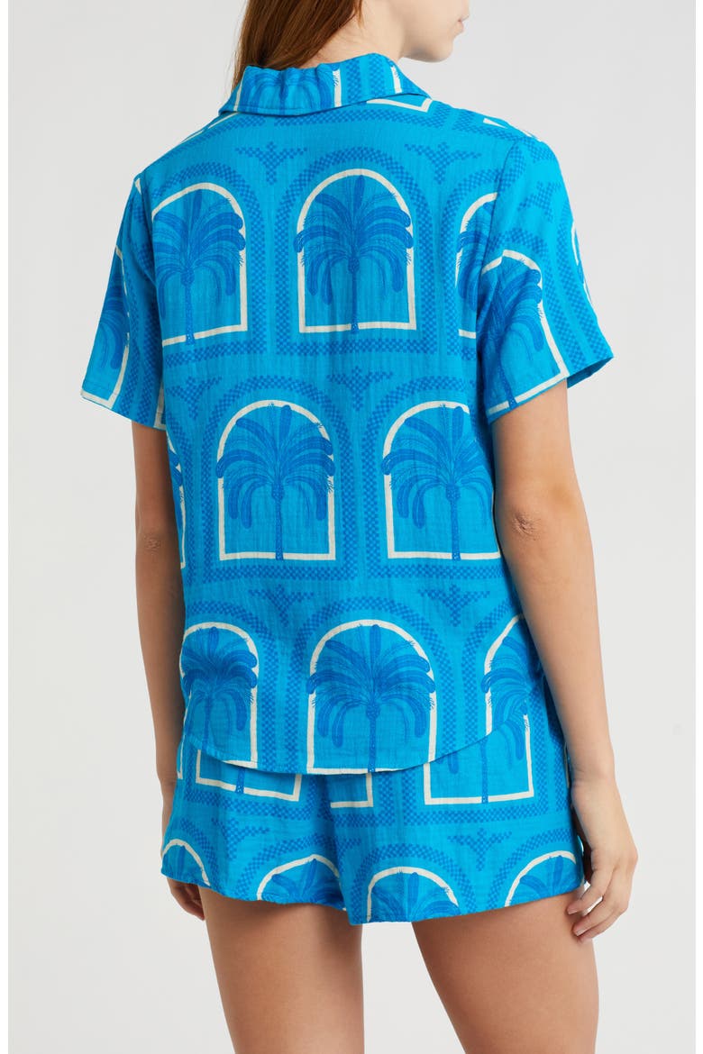 Print Cotton Short Pajamas, Alternate, color, RESORT PALMS