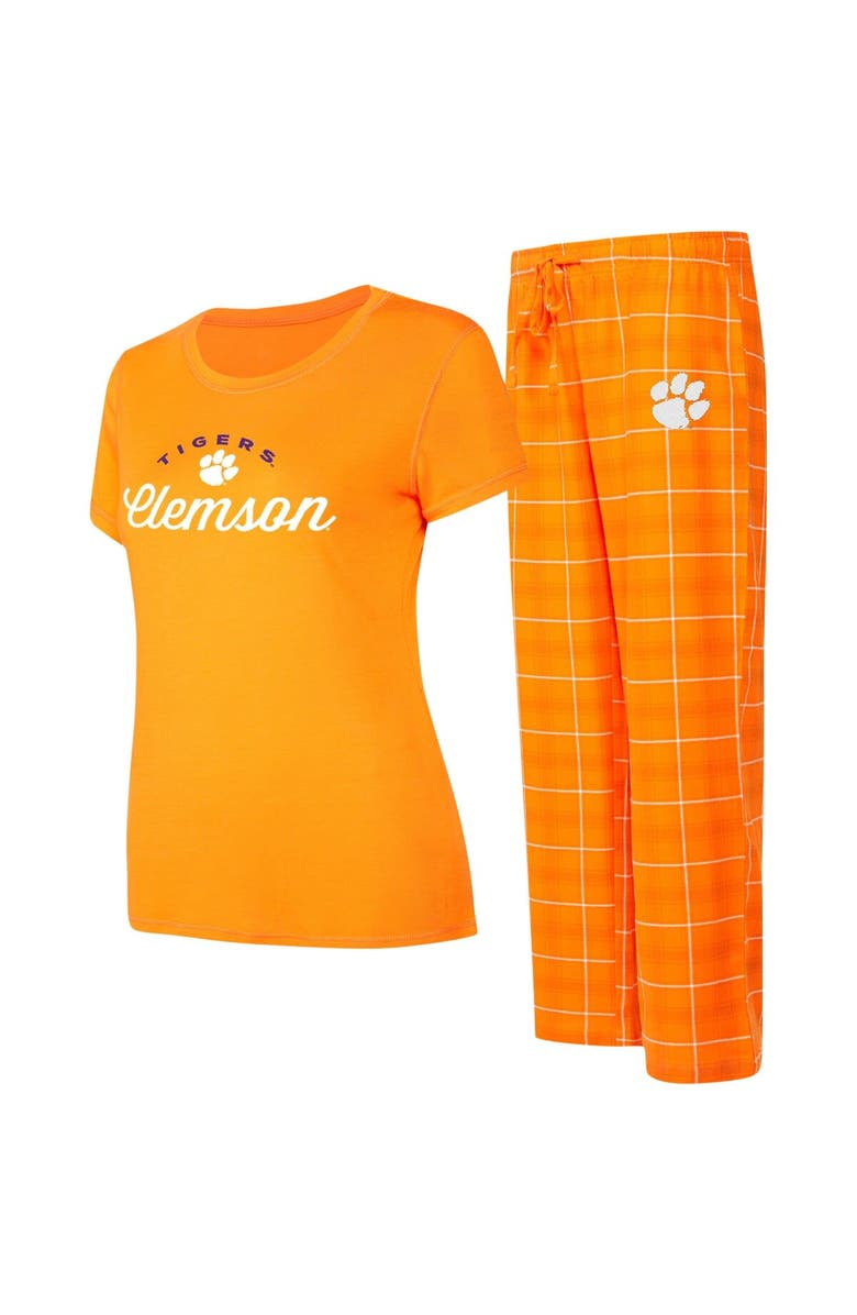 CONCEPTS SPORT Women's Concepts Sport Orange/White Clemson Tigers Arctic T-Shirt & Flannel Pants Sleep Set, Main, color, 