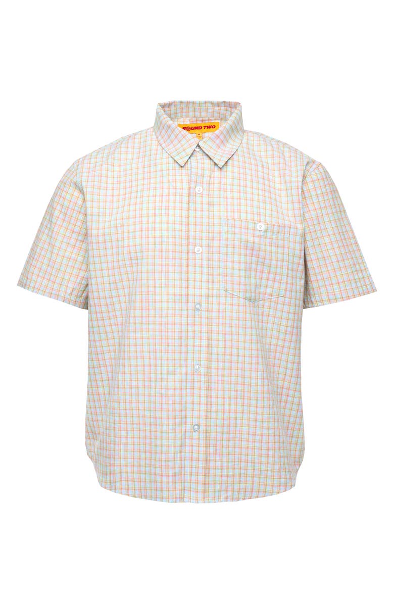 Round Two Als Check Short Sleeve Button-Up Shirt, Alternate, color, Red Multi