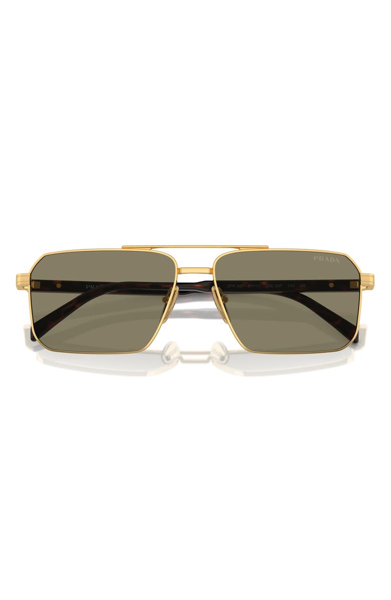 Prada 61mm Rectangular Sunglasses, Main, color, Gold/ Lite Brown