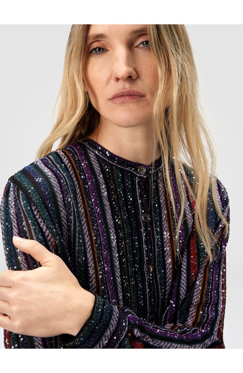 Missoni Henley Blouse With Mandarin Collar, Alternate, color, Multicoloured