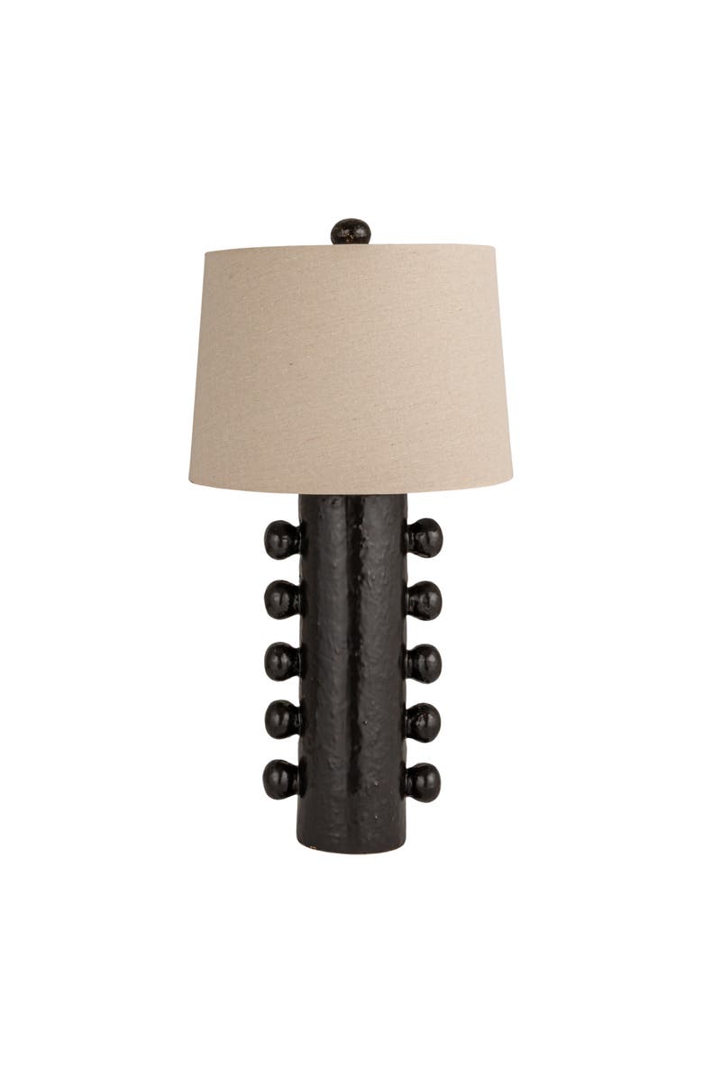 Storied Home Stoneware Table Lamp with Raised Dots and Linen Shade, Black, Alternate, color, Black