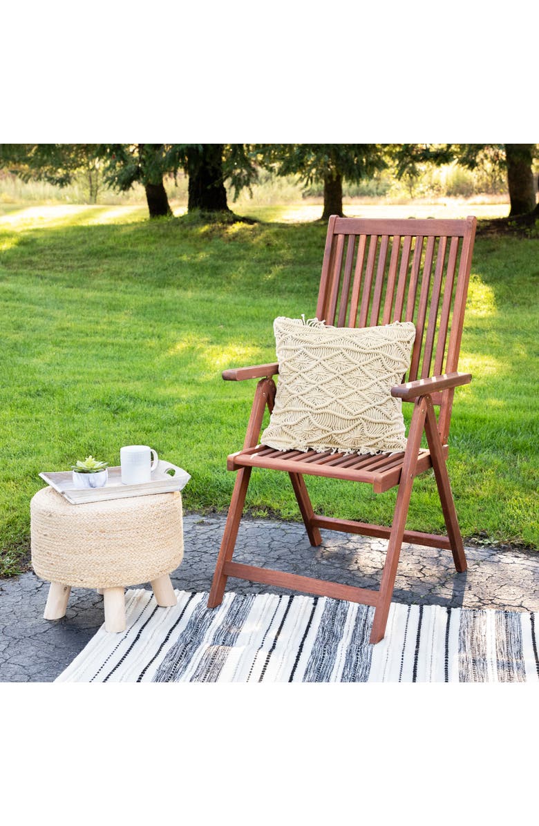 Northlight 18" Natural Cotton Handmade Macrame Square Throw Pillow, Alternate, color, Ivory