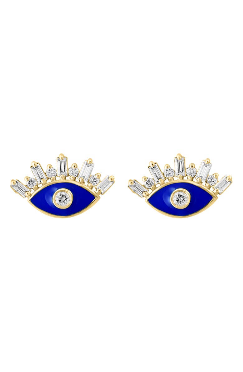 EFFY 14K Yellow Gold Diamond Enamel Evil Eye Stud Earrings - 0.33 ctw, Alternate, color, 