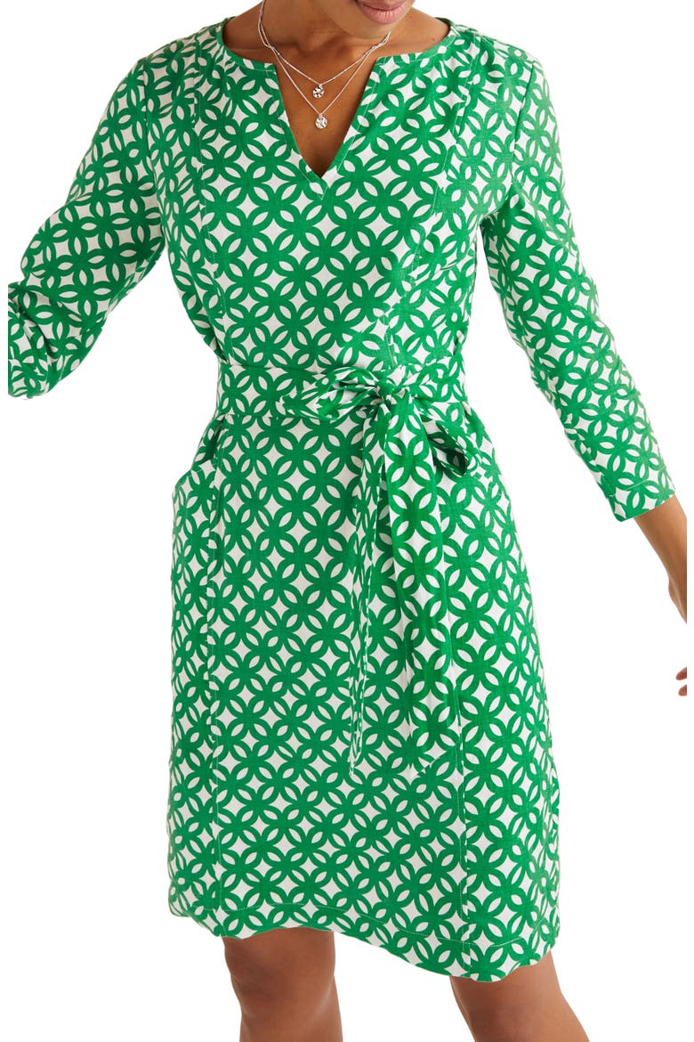 Kelsey Belted Linen Dress, Alternate, color, RICH EMERALD/ LINK