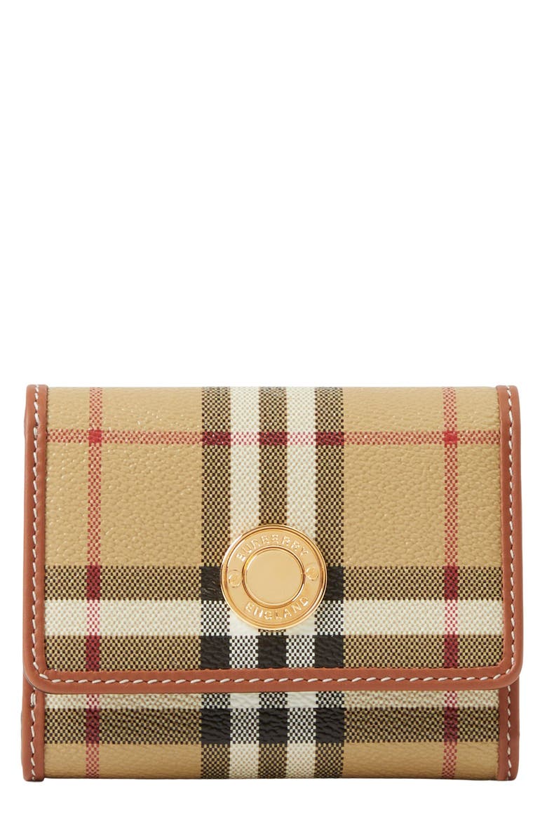Lancaster Check Coated Canvas French Wallet, Main, color, VINTAGE CHECK/ BRIAR BROWN