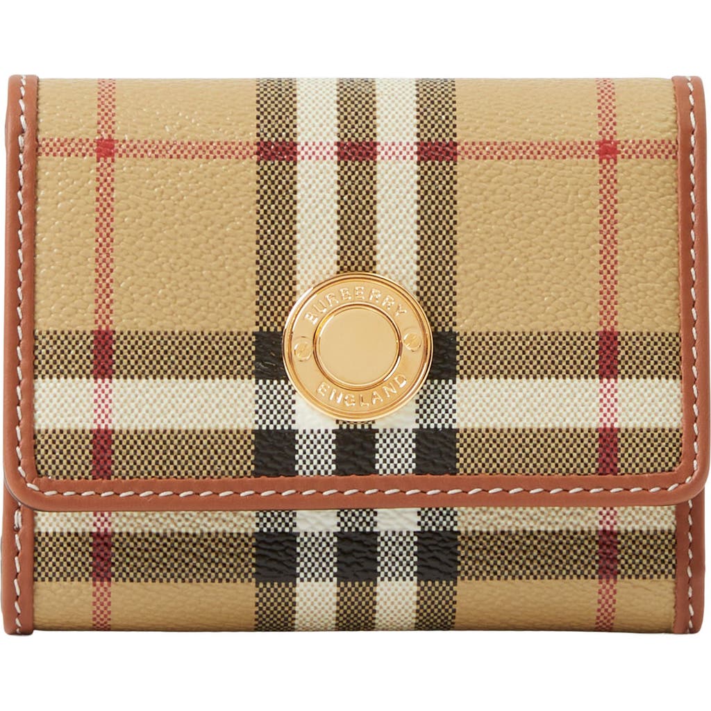 Burberry Lancaster Check Coated Canvas French Wallet In Brown