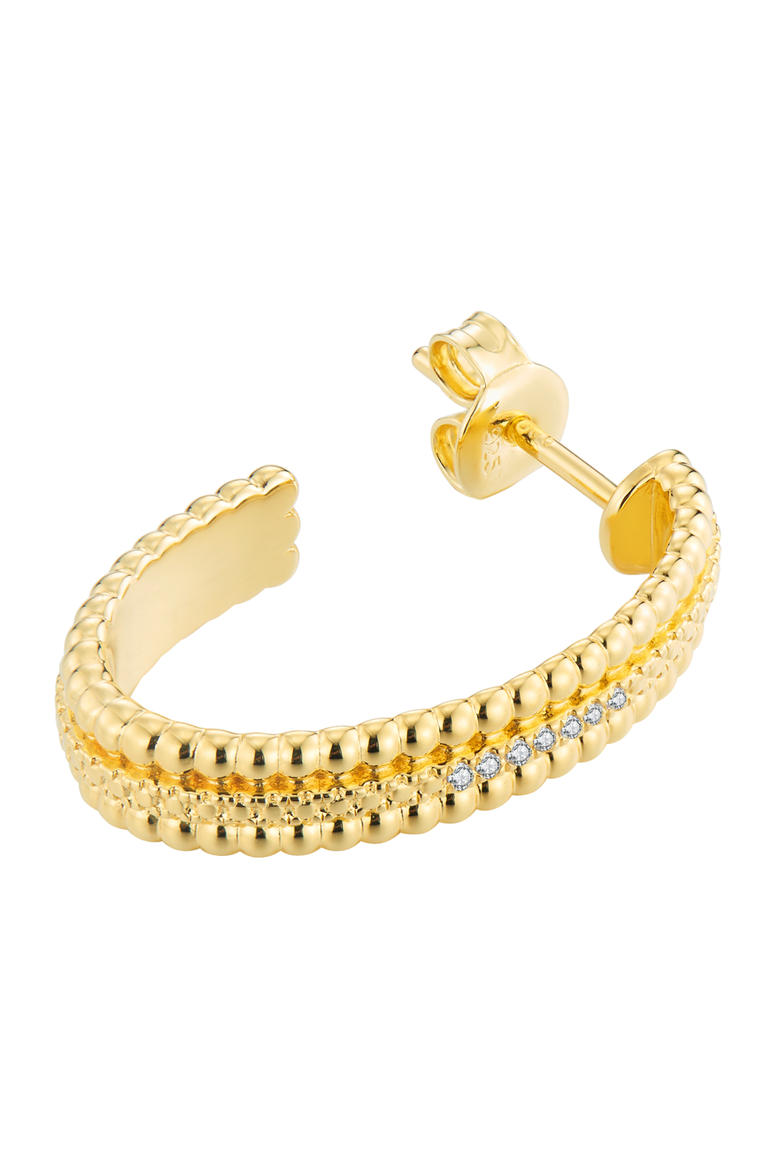 Dotty Diamond Hoops | 28 natural diamonds | 925 Sterling Silver | Earrings | Pin | Yellow 18k-Gold Plated, Alternate, color, Yellow 18k Gold Plated
