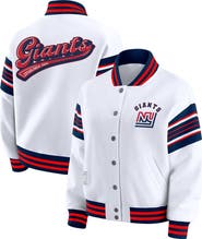WEAR by Erin Andrews Women's WEAR by Erin Andrews White New York Giants Full-Snap Fleece Sweatshirt Jacket