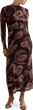 Ever New Alannah Floral Long Sleeve Mesh Midi Dress
