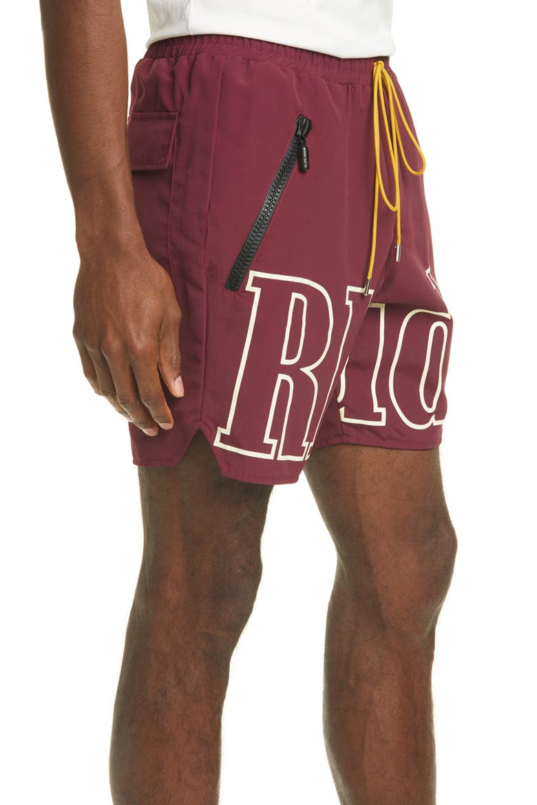 Oversize Logo Nylon Shorts, Alternate, color, BURGUNDY