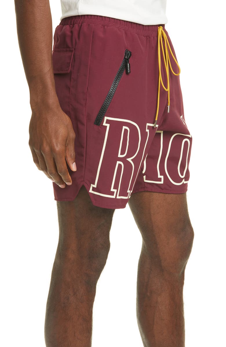 Rhude Oversize Logo Nylon Shorts, Alternate, color, 