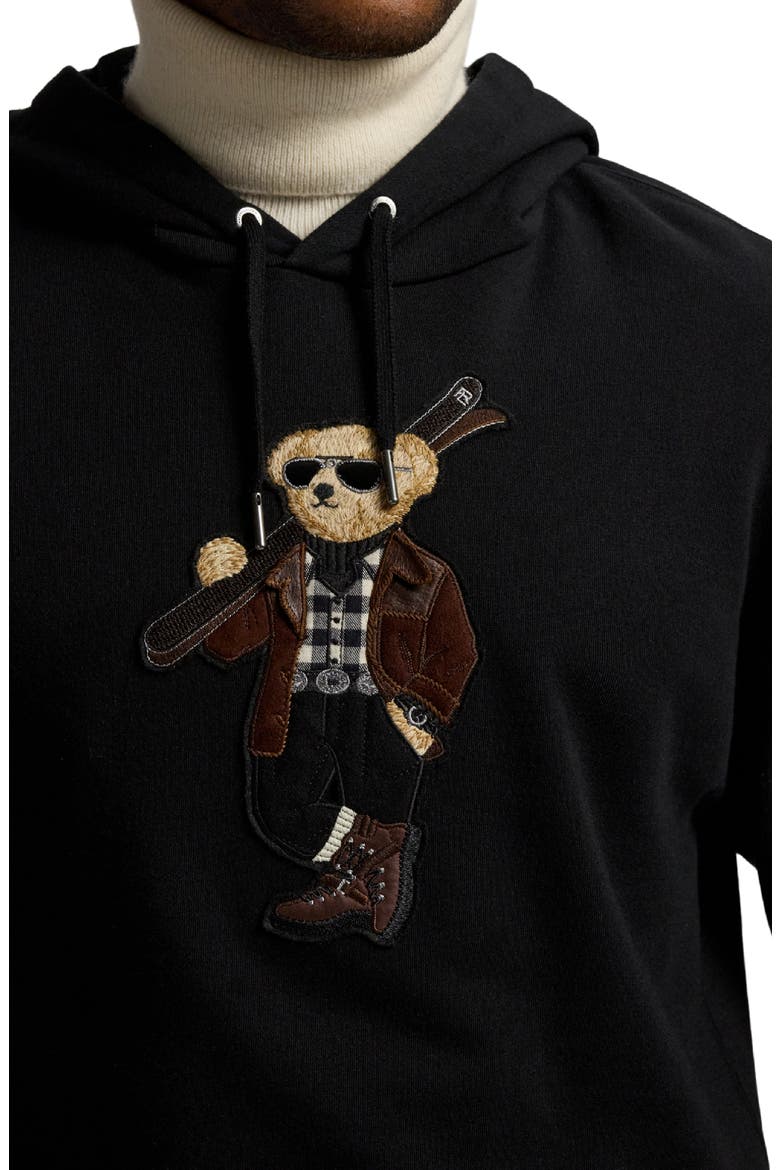 Felpa Bear Appliqué Cotton & Cashmere Hoodie, Alternate, color, CLASSIC BLACK