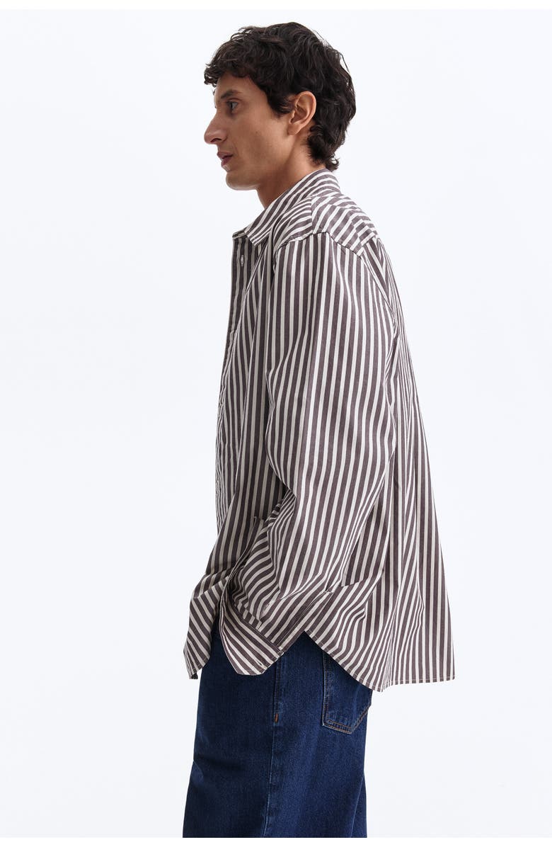 H&M Relaxed Fit Cotton Shirt, Alternate, color, Dark Purple/Striped