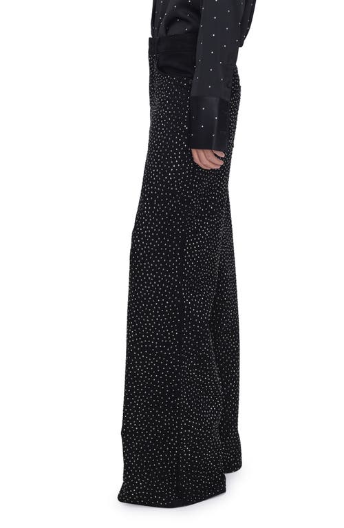 Shop Good American Good Ease Rhinestone Wide Leg Jeans In Black323